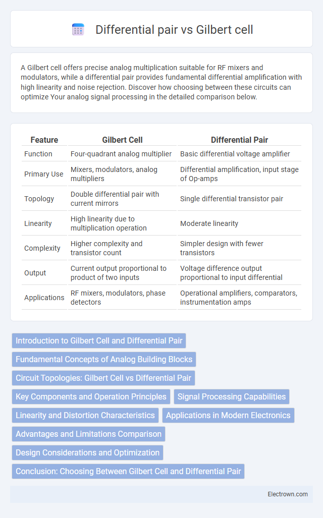 Differential pair vs Gilbert cell in Analog Electronics - What is The Difference?