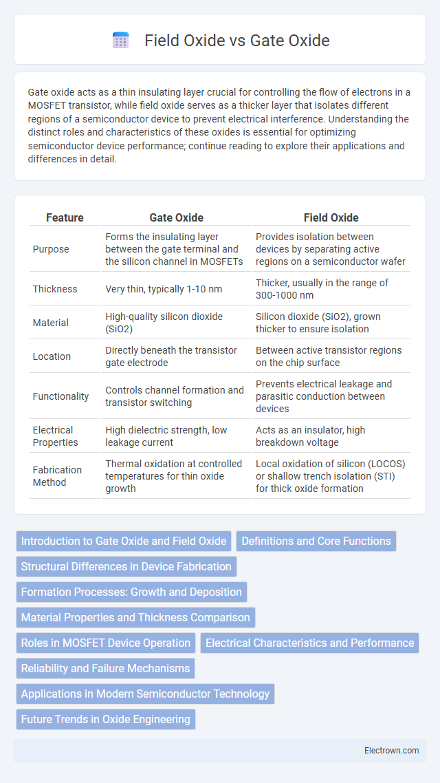 Field Oxide vs Gate Oxide in Microelectronics - What is The Difference?