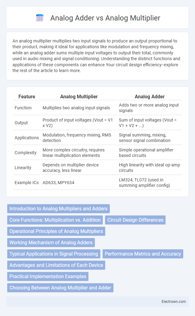 Analog Adder vs Analog Multiplier in Analog Electronics - What is The Difference?