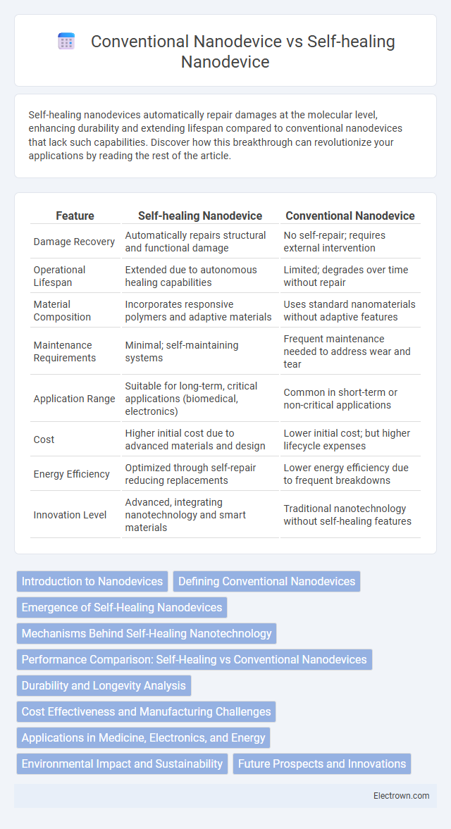 Conventional Nanodevice vs Self-healing Nanodevice in Nanoelectronics - What is The Difference?