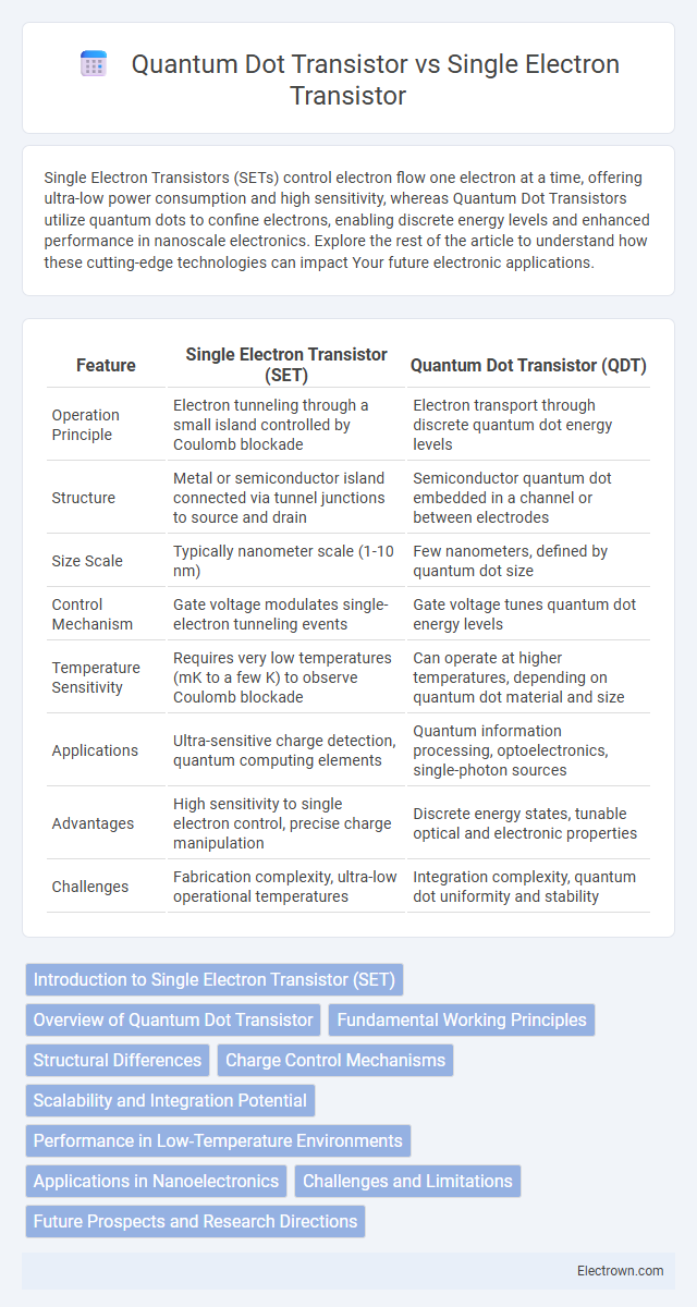 Quantum Dot Transistor vs Single Electron Transistor in Nanoelectronics - What is The Difference?