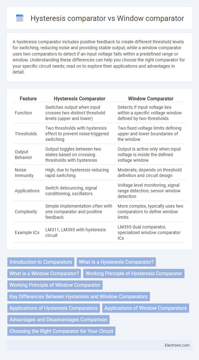 Hysteresis comparator vs Window comparator in Analog Electronics - What is The Difference?