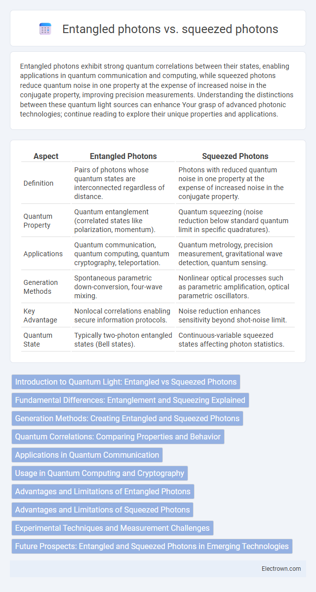 Entangled photons vs. squeezed photons in Quantum Electronics - What is The Difference?