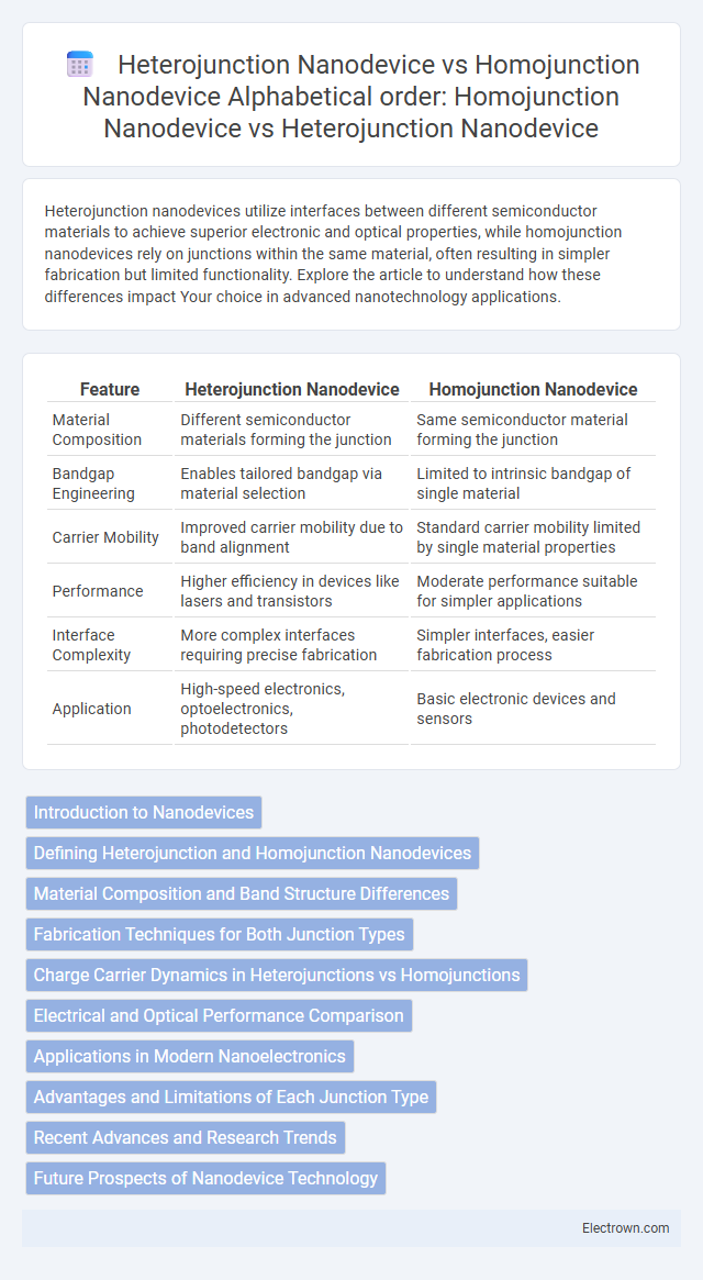 Heterojunction Nanodevice vs Homojunction Nanodevice
Alphabetical order:
Homojunction Nanodevice vs Heterojunction Nanodevice in Nanoelectronics - Wha