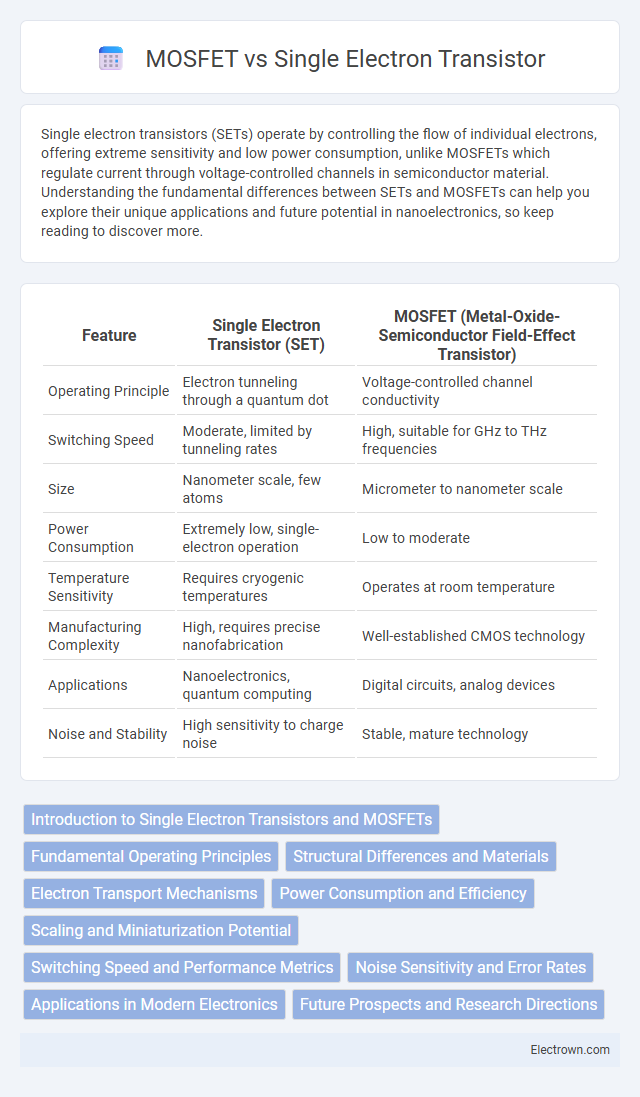 MOSFET vs Single Electron Transistor in Semiconductor Devices - What is The Difference?