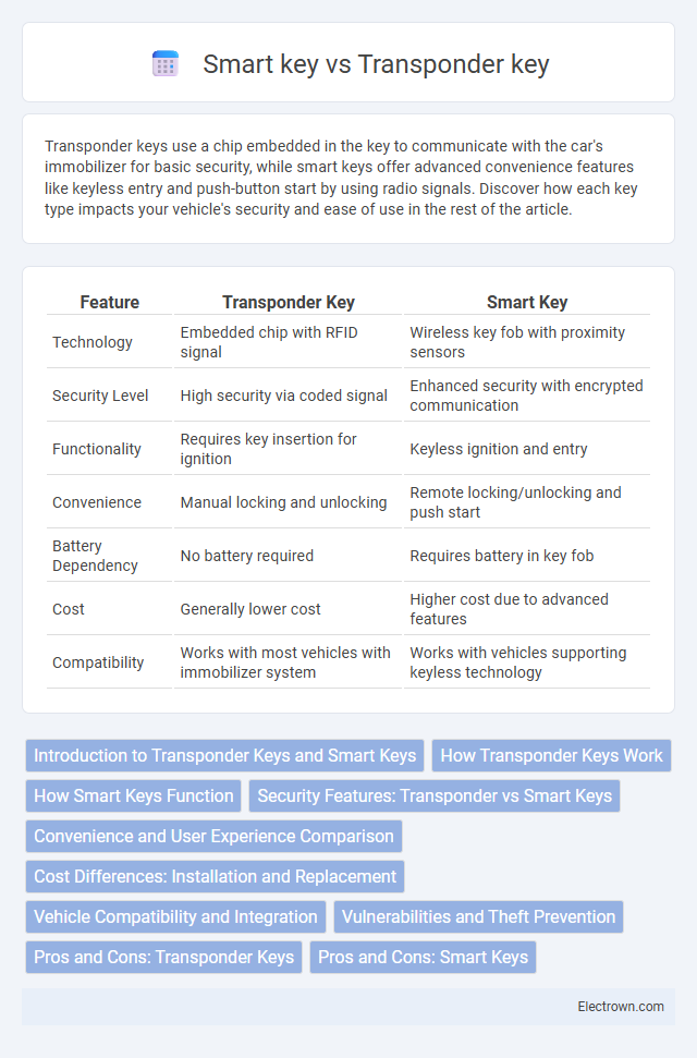 Smart key vs Transponder key in Automotive Electronics - What is The Difference?