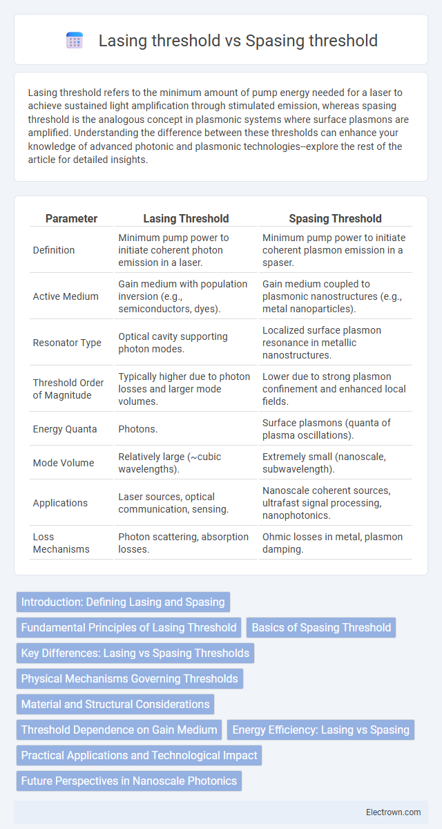 Lasing threshold vs Spasing threshold in Quantum Electronics - What is The Difference?